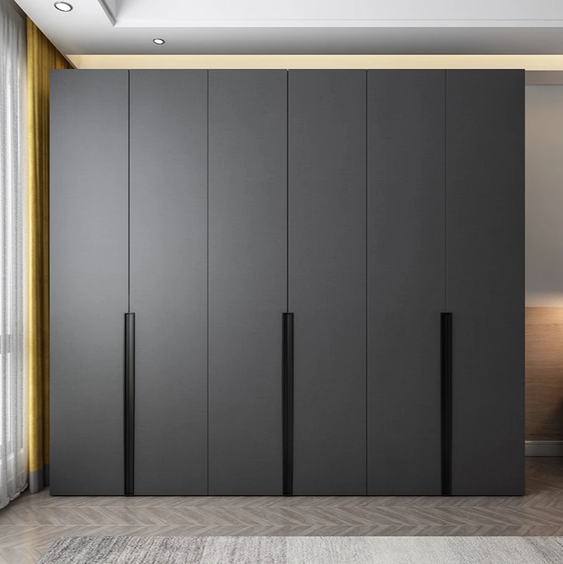 

Modern simple wardrobe light luxury bedroom wood combination wardrobe minimalist with top cabinet household wardrobe