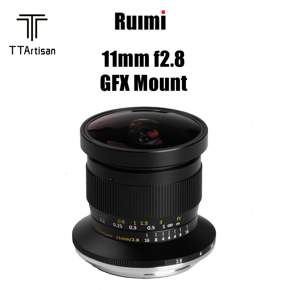 

TTArtisan 11 мм F2.8 ручной фокус широкоугольный объектив рыбий глаз для камер Fujifilm GFX среднего формата GFX100S GFX50S GFX50R
