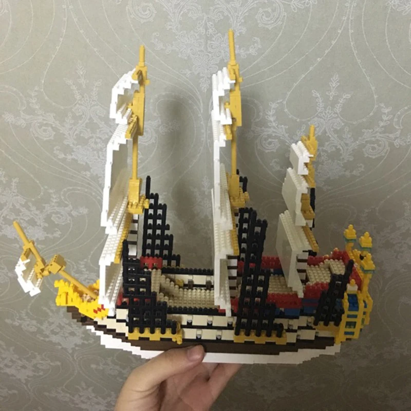 YZ Titanic Caribbean пиратский парусник с черным жемчугом корабль лодка 3D модель DIY мини-строительство алмаз маленькие блоки кирпичи игрушка без коробки