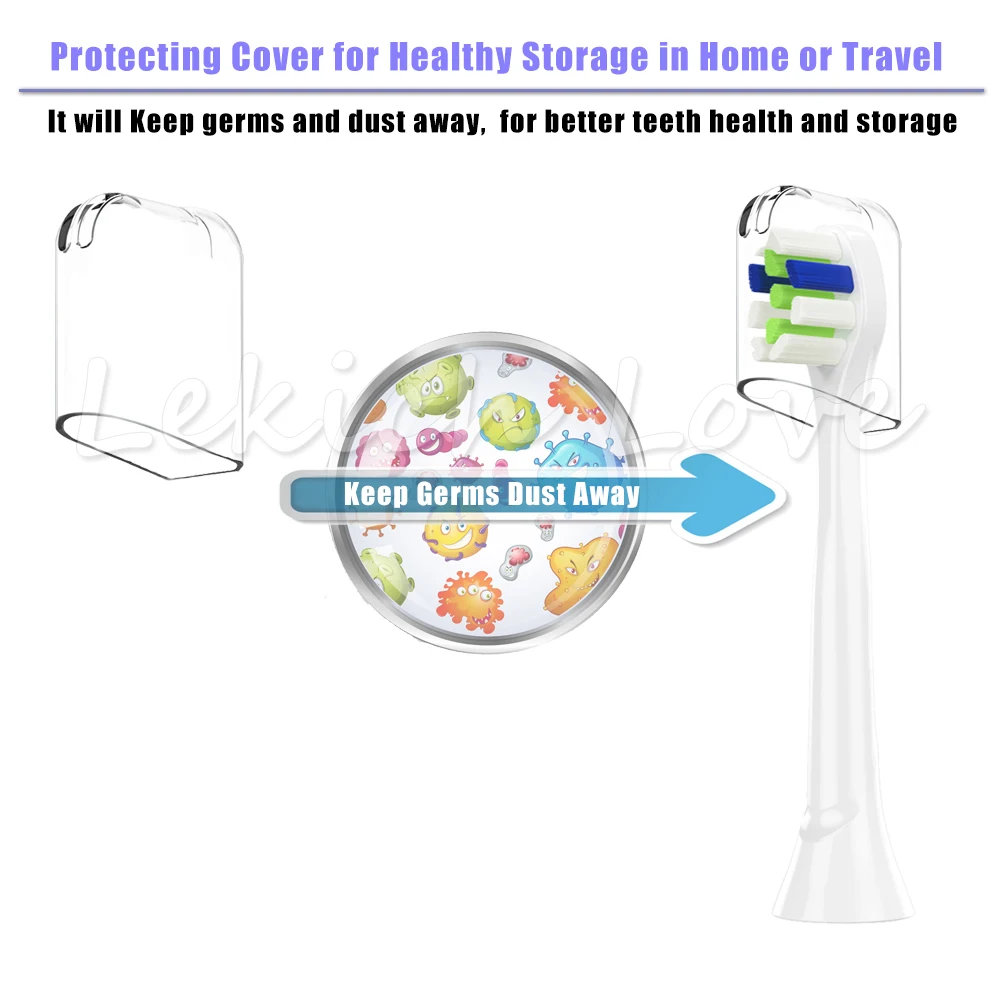 Сменные головки для зубной щетки Flexcare 8 шт. с 2 многоразовыми защитными крышками