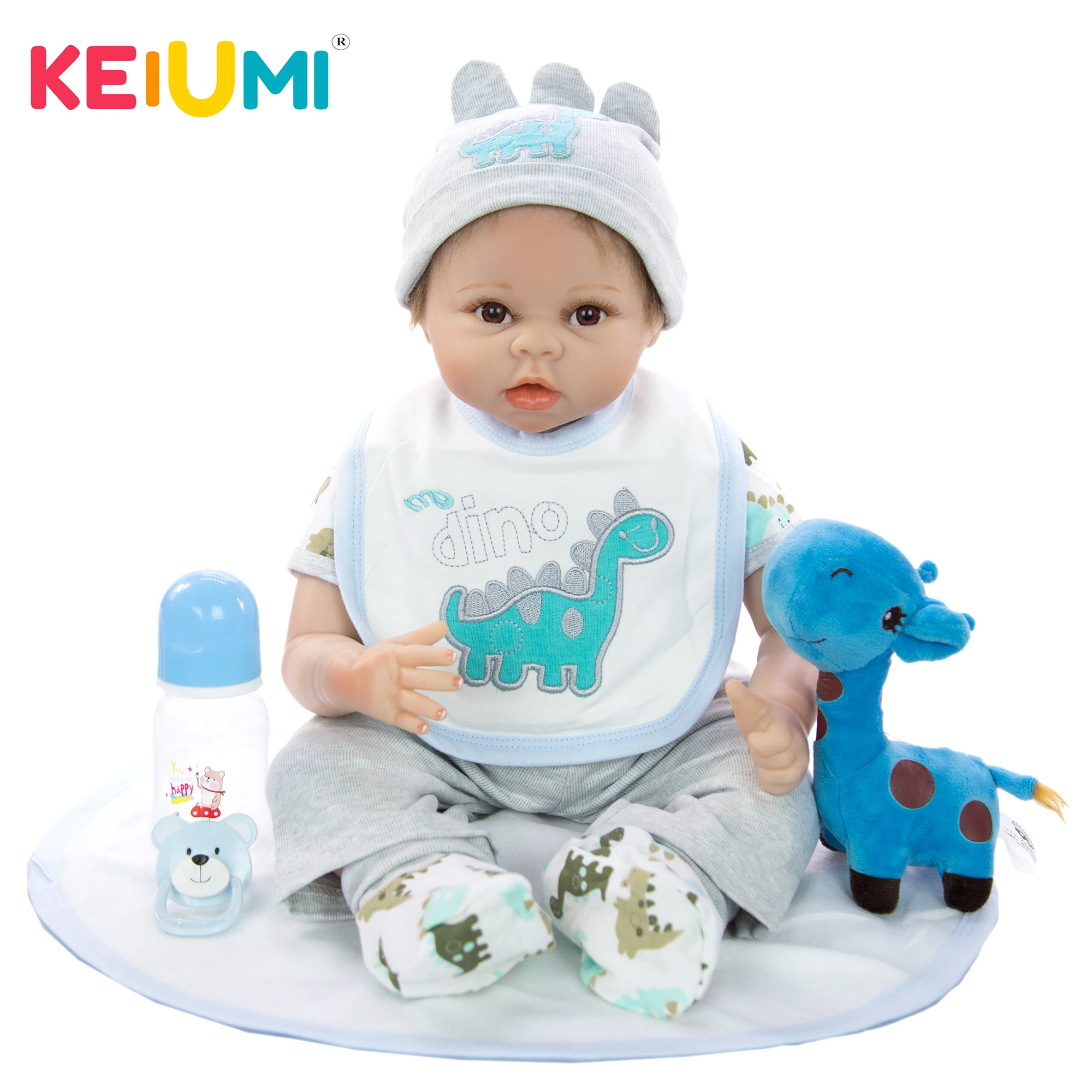 KEIUMI новый дизайн Кукла Реборн 22 дюйма тканевая Мягкая кукла для новорожденных