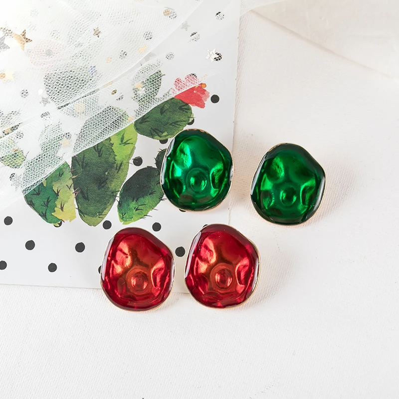 

Fashion popular temperament girl earrings geometrical irregular glaze stud earrings jewelry accessories