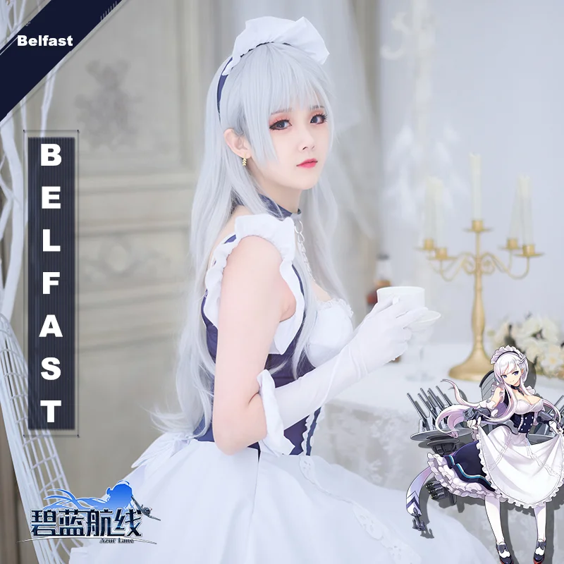 Игра Azur Лейн Белфаст платья с бантом перчатки головной убор украшения шеи носок