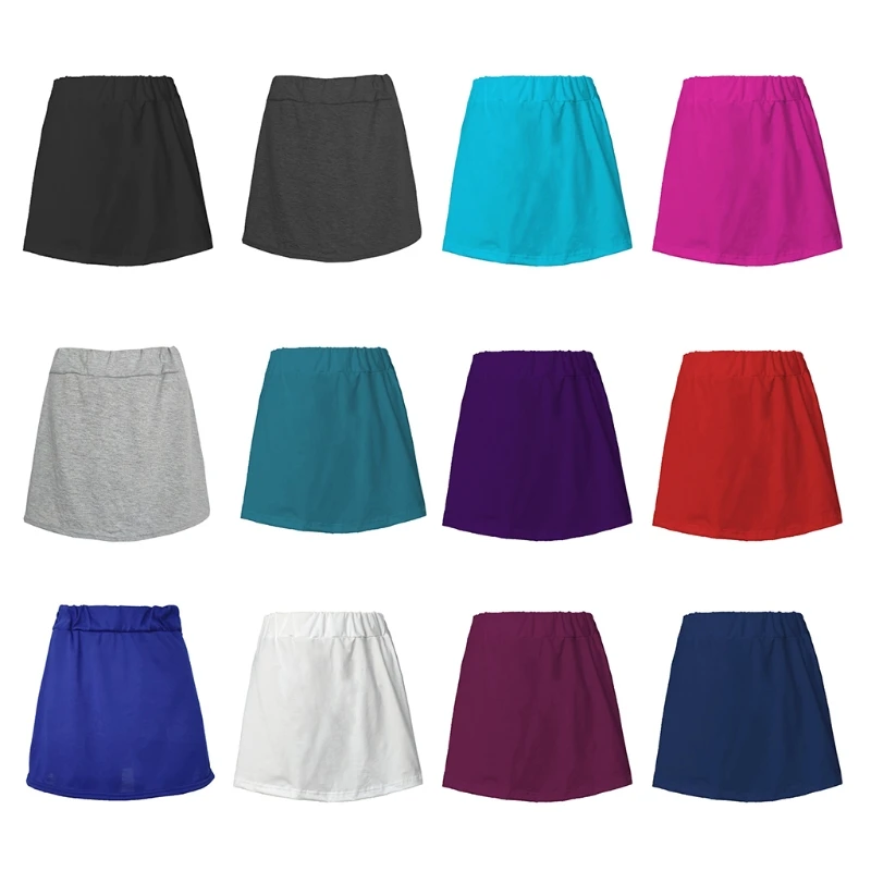 

2021 Women Colorful Shirt Extender Mini Skirt Elastic High Waist Adjustable Layering Fake Top Lower Sweep Split Underskirt