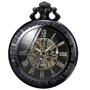 Механические карманные часы в винтажном стиле, скелетоны в стиле стимпанк, римские цифры, Reloj Fob, цепочка с подвеской, ручная работа, мужские механические часы