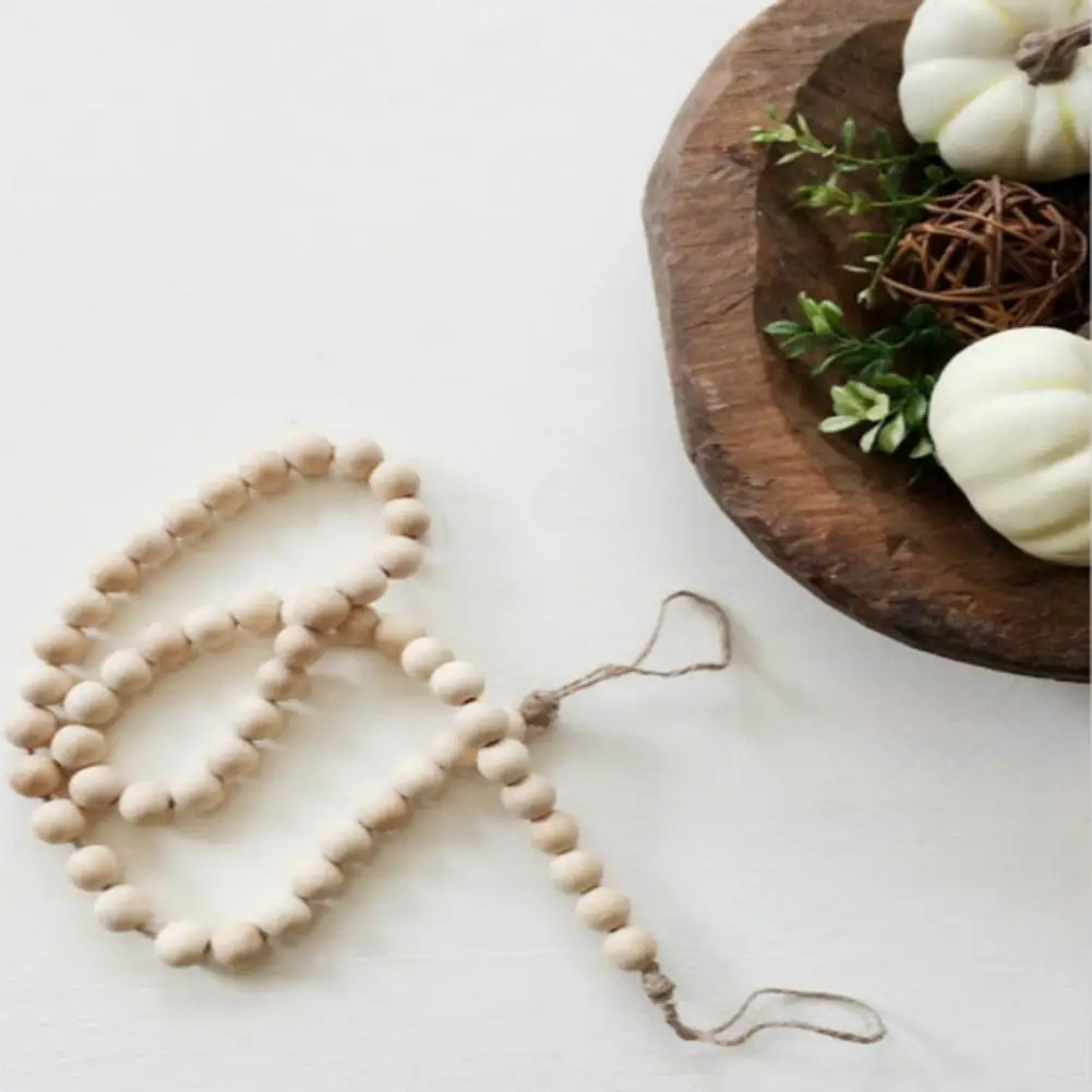 

Beads Garland Practical Delicate Polished Nordic Wooden Beads Pendant Christmas Decoration For Home Decor New Year 2022
