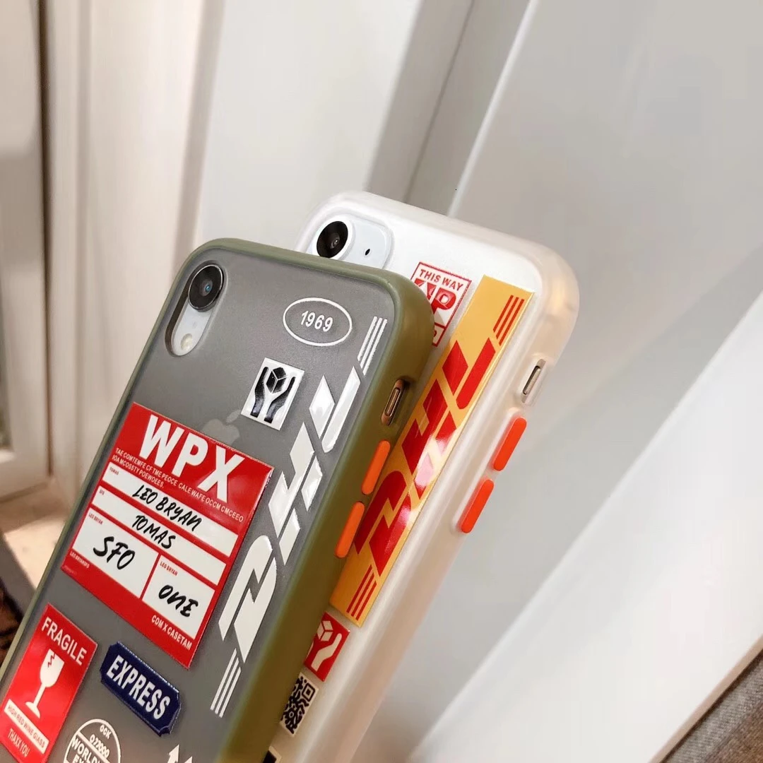 DHL Hot Express Bar code Label Phone case For iPhone 11 Pro X XS MAX 7 8 Plus Matte Acrylic Soft edge hard back cover coque |