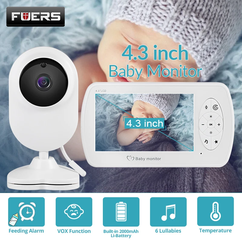 FUERS 4 3-дюймовый видеоняня цветной ЖК-монитор для видеоняни и камера ночного