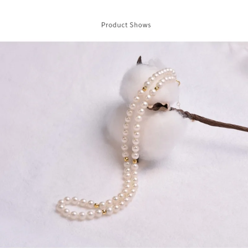 ????? 18 18kソリッドイエローゴールドジュエリー (AU750) 女性のレースのネックレスチョーカーチェーン天然淡水真珠ファッション女性