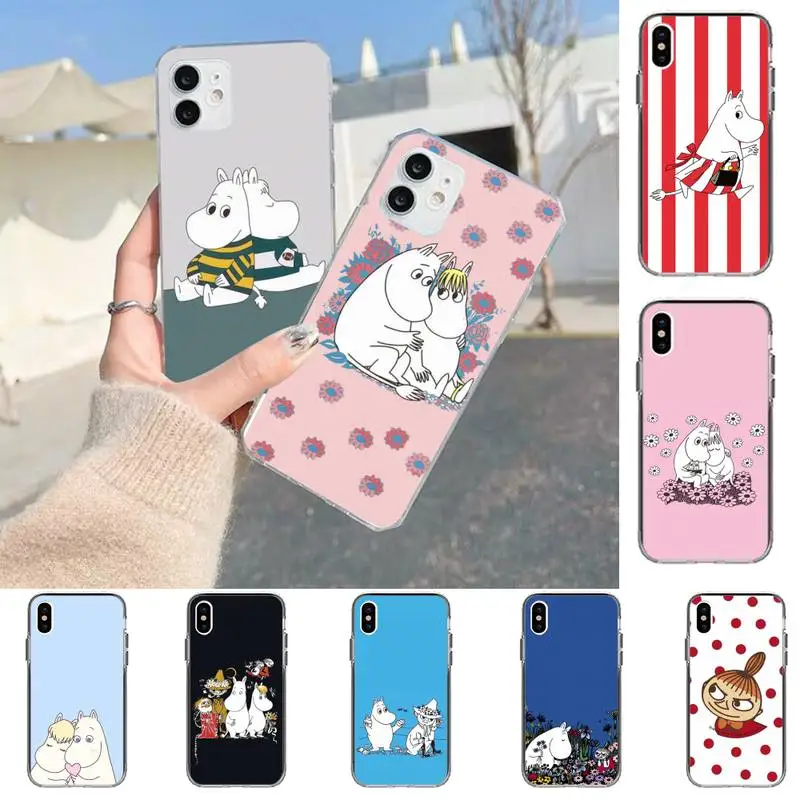 

Cartoon-moomin-hippo-Print Phone Case for iPhone 11 12 13 mini pro XS MAX 8 7 6 6S Plus X 5S SE 2020 XR