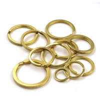 5pcs solid brass flat keyring 15202530323538mm split key rings hoop loop keychain diy leather craft hardware