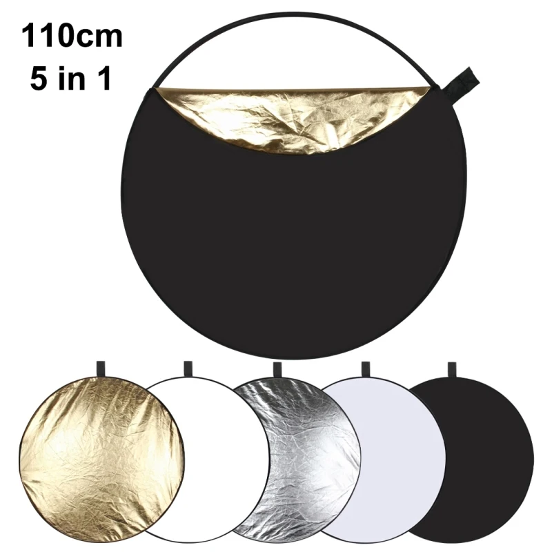

5 In 1 110cm Collapsible Reflector Light Diffuser Photography Handhold Reflector With Carring Case For Studio Photography