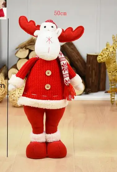 50cm Год 100cm Christmas Dolls Retractable Santa Claus Snowman Elk Toys Figurines Christmas Gift Tree Ornament - Цвет: 50cm