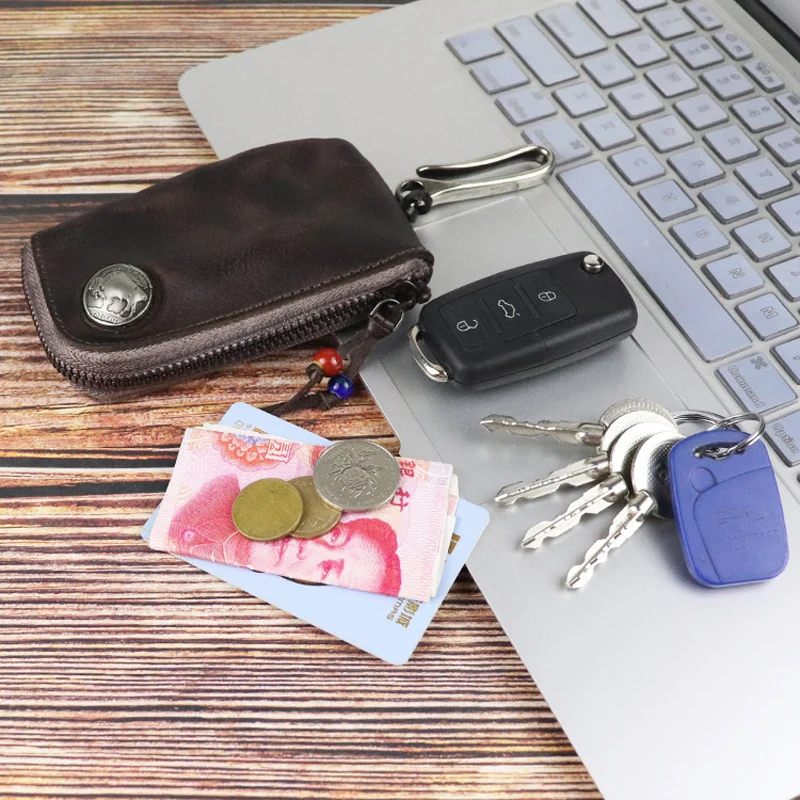 Кошелек для ключей из натуральной кожи мужчин мужской короткий винтажный