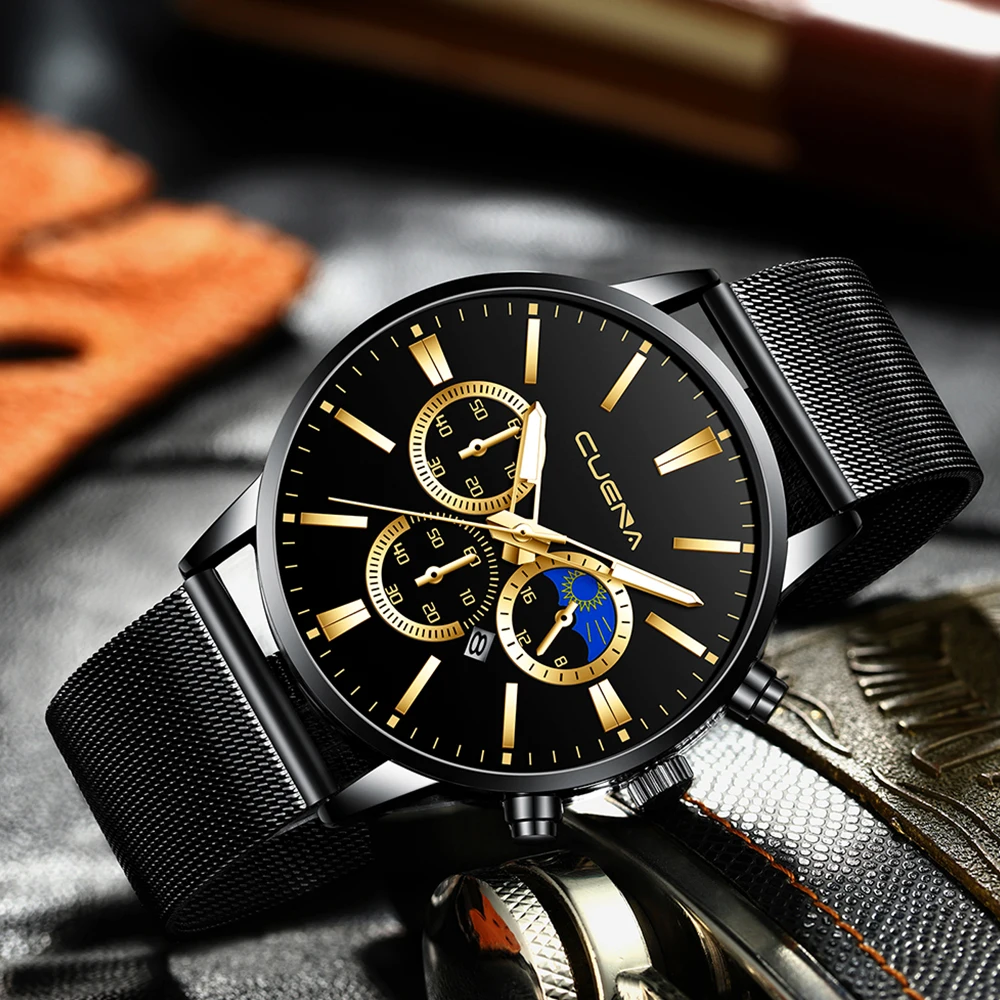 Мужские наручные часы CUENA деловые кварцевые с металлическим ремешком мужские s 2019