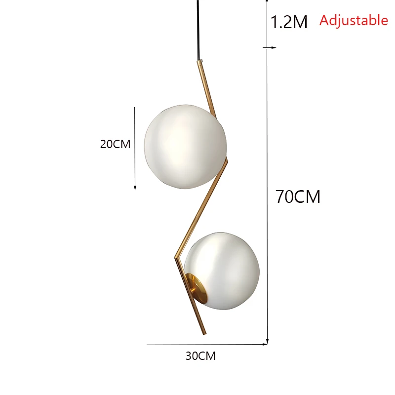 C Gold 70CM Скандинавские светодиодные подвесные светильники, освещение, промышленный подвесной светильник, люстра, подвесной шар, стеклянные подвесные лампы, Кухонные светильники - Цвет корпуса: C Gold 70CM