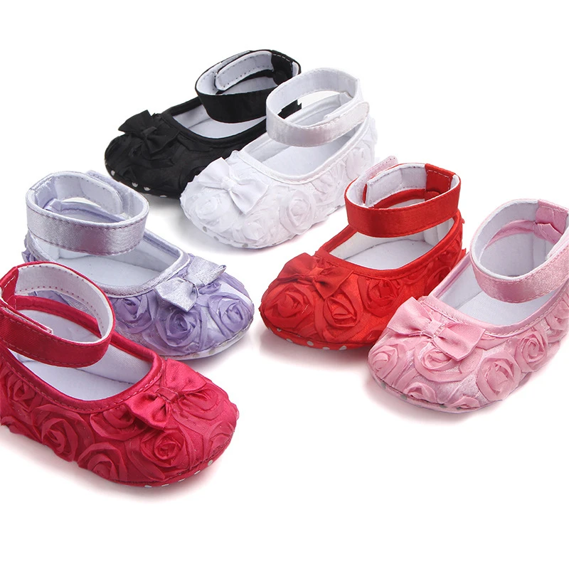 

2021 Newborn Baby Girls Kid Prewalker Lovely Bow Infant Toddler Princess First Walkers Soft Soled Shoe Floral Shoes Footwear