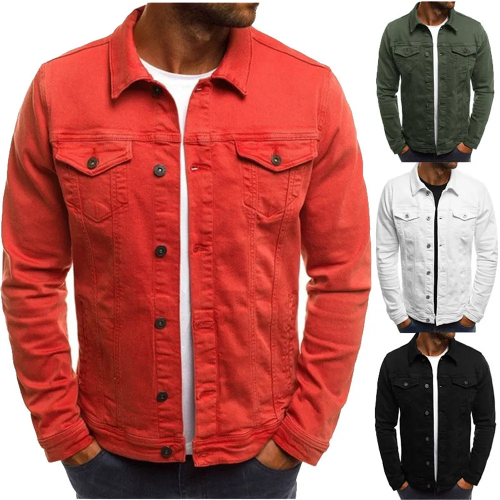 

New Mens Denim Jeans Jacket Slim Fit Button Pocket Jacket Coat Men Male Autumn Classic Retro Vintage Washed Outwear Solid Tops