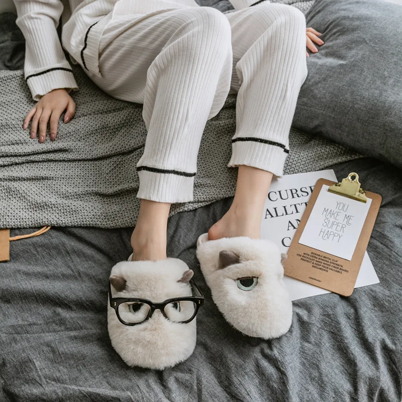 Suihyung/пушистые меховые тапочки Зимняя женская домашняя обувь Мягкие теплые