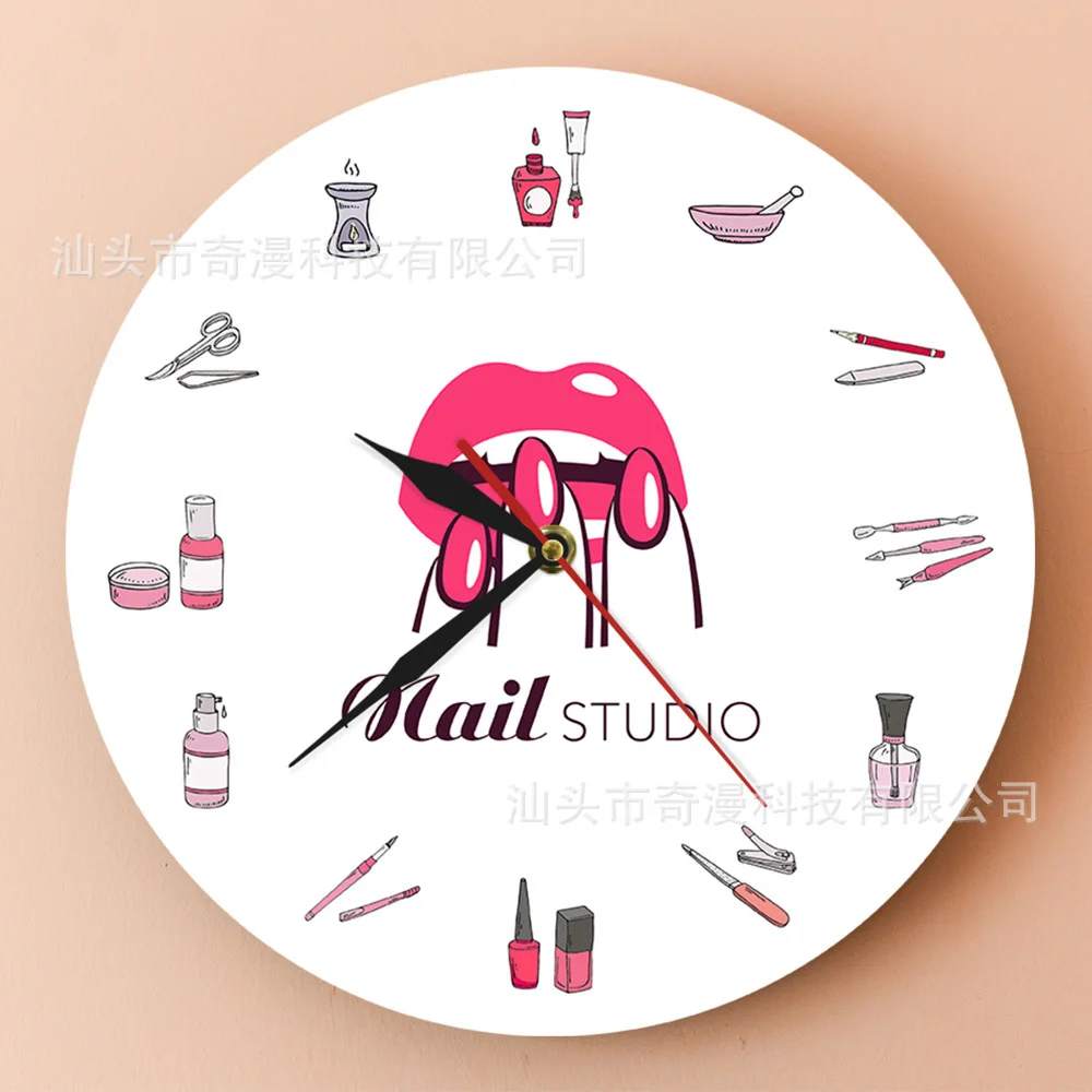 

Nail Polish Bottles and Accessories Decorative Wall Clock Beauty Salon Nail Studio Tools Cosmetology Clock Wall Watch Timepieces