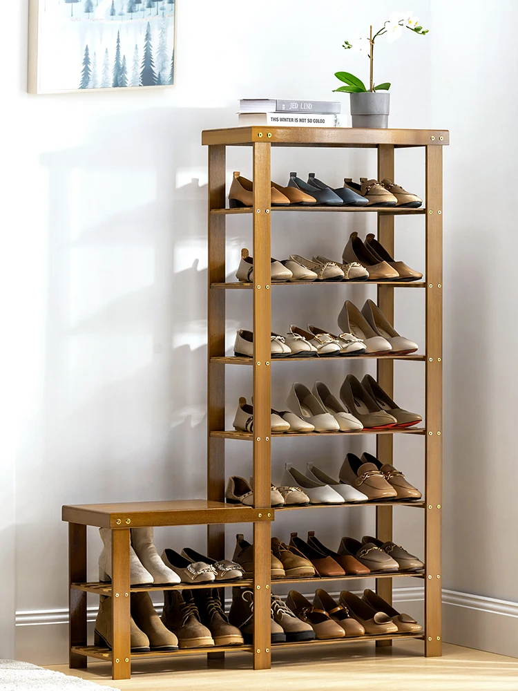 

Shoe shelf simple household indoor good-looking storage artifact economical solid wood seatable shoe cabinet