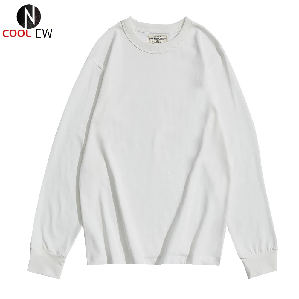 

Solid Color Long Sleeve T-shirt Mens Autumn Casual Crew Neck Cotton Tee Simple Loose Tshirt Men