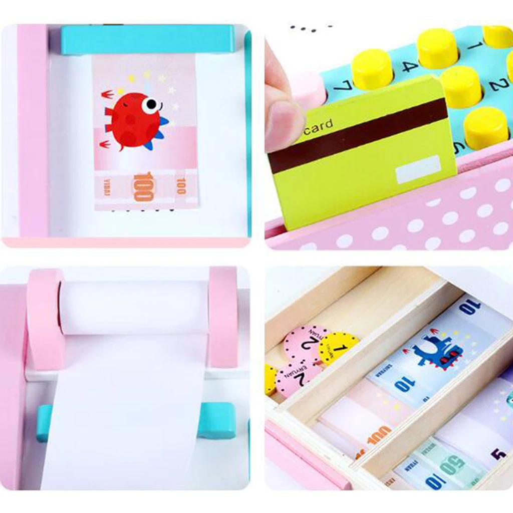 Деревянный кассовый игрушечная касса игровой набор для ролевых игр детей |