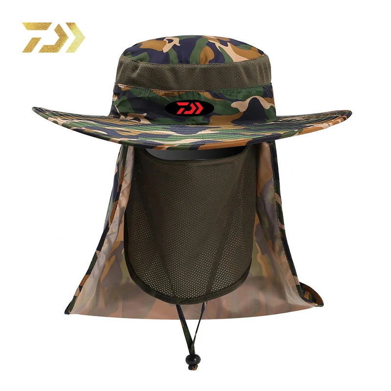 

2020 Daiwa Fishing Big Eaves Camouflage Hat Men's Hats Outdoors Summer Sun Hat Fashion Mesh Gauze Fisherman Hat