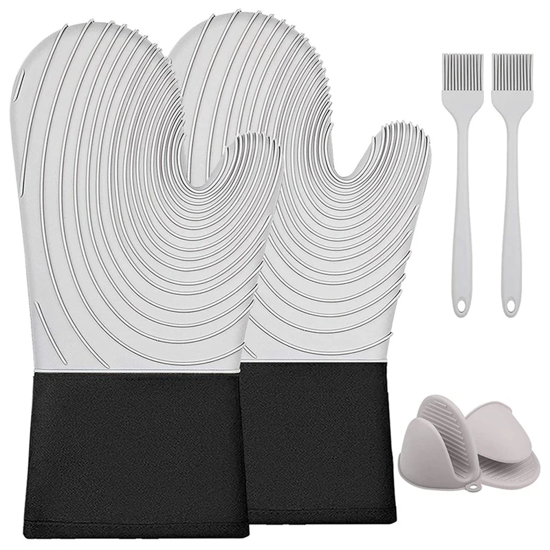

Oven Gloves, Oven Mitts Silicone Heat Resistant, Non Slip Kitchen Oven Gloves, for Grilling, Cooking, Baking, BBQ