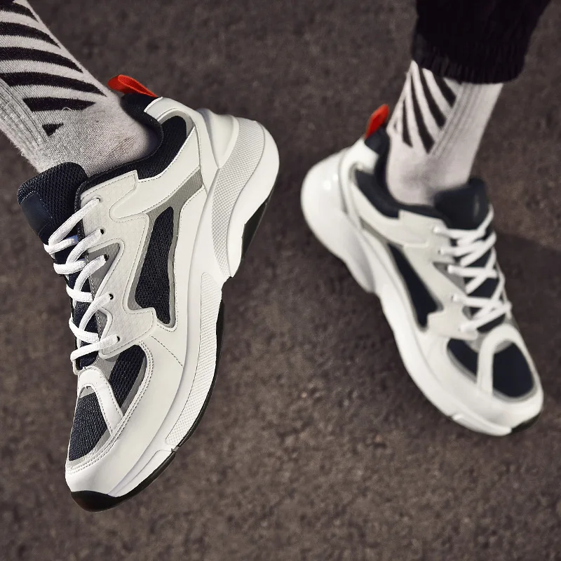 

Size12 Mens Sneakers Casual Shoes Man Brand Sport Air Mesh Breathable Trainers Leather Walking Shoes Male Dad Non-solip Footwear