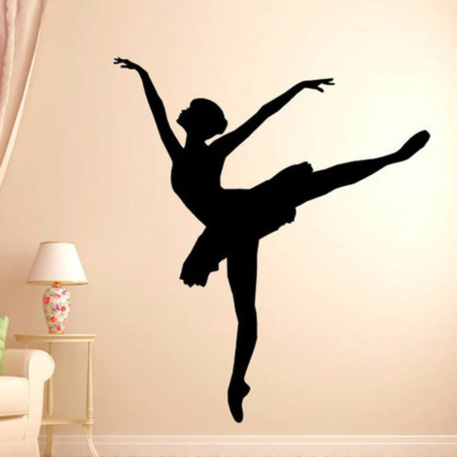Балерина танцовщица балетная Наклейка на стену силуэт виниловая наклейка для