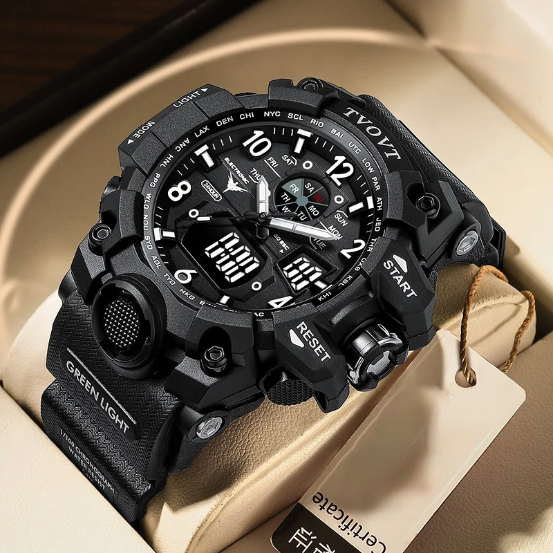 

New Men's Watch Junior High School Electronic Watch Youth Sports Large Dial Waterproof Luminous Multi Function Watch