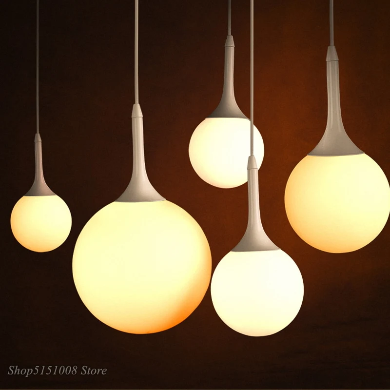 

Loft Glass Ball Pendant Light Fixtures Modern Nordic Led Hanging Lamp For Living Room Bedroom Milk Lampshade Cafe Luminaire E27