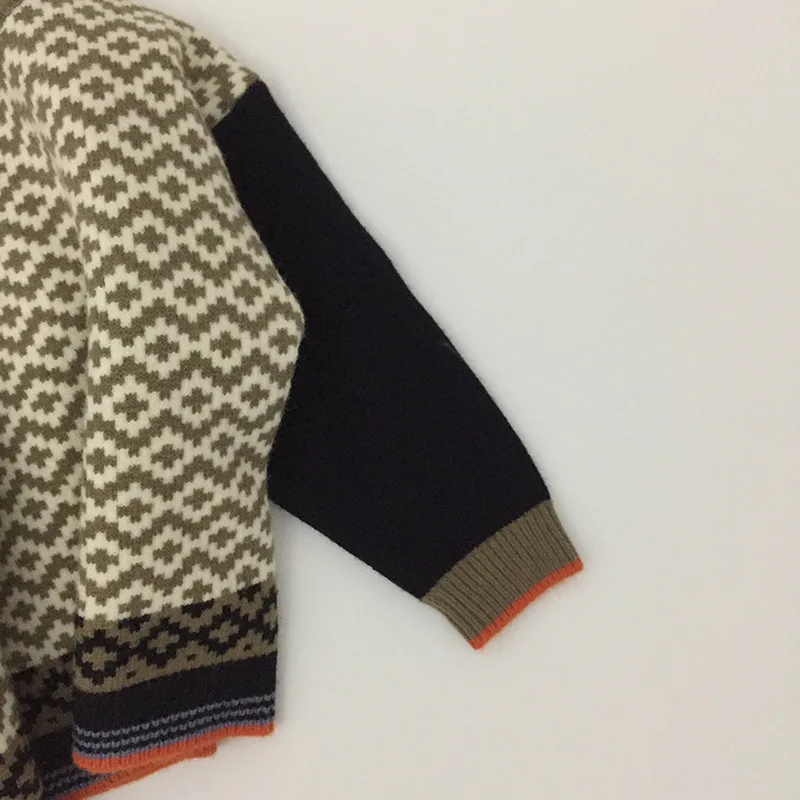 

Baby Sweater Red Long-sleeved Pullover Sweater Literary Boys And Girls Round Neck Striped Sweater Children Cloth