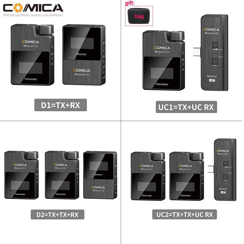 

Comica BoomX-D Wireless Microphone Kit Mini Microfone 2.4G Microfone Smartphones Camera Video Mic D1 D2 UC1 UC2 MI1 MI2
