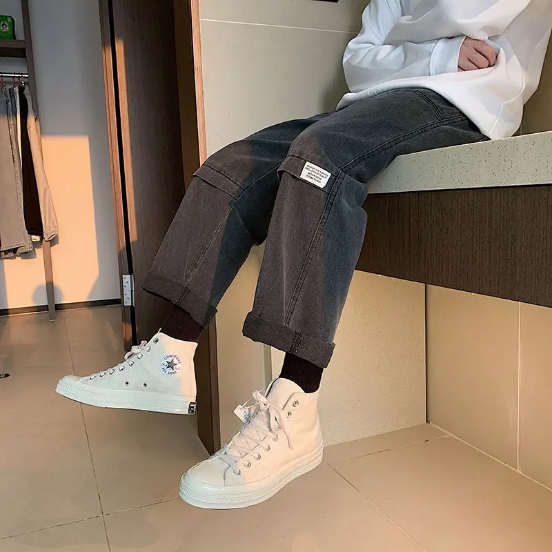 ICCLEK Men's Pants Autumn Jeans Straight Loose Pants Fashion Jeans Long Pants Jeans for Men  Straight Leg Jeans  Skinny Jeans