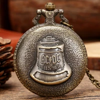 antique steampunk retro bronze hells bell pattern quartz pocket watch necklace pendant fob chain clock best gifts for men women