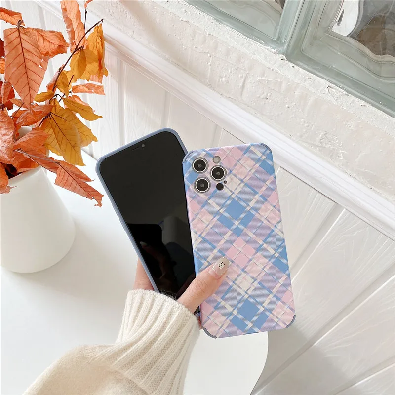 

Plaid Cloth pattern Phone Case For iphone 12 12Pro Max 11 11Pro X Xs max SE2 XR 7 8 Plus Matte Leather Soft IMD silicone case