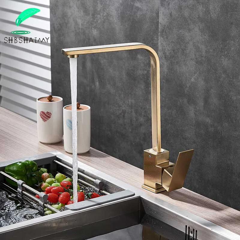 

SHBSHAIMY Brushed Nickel Kitchen Faucet Single Handle Cold and Hot Water Stainless Steel 360 Degree Roation Mixer Tap