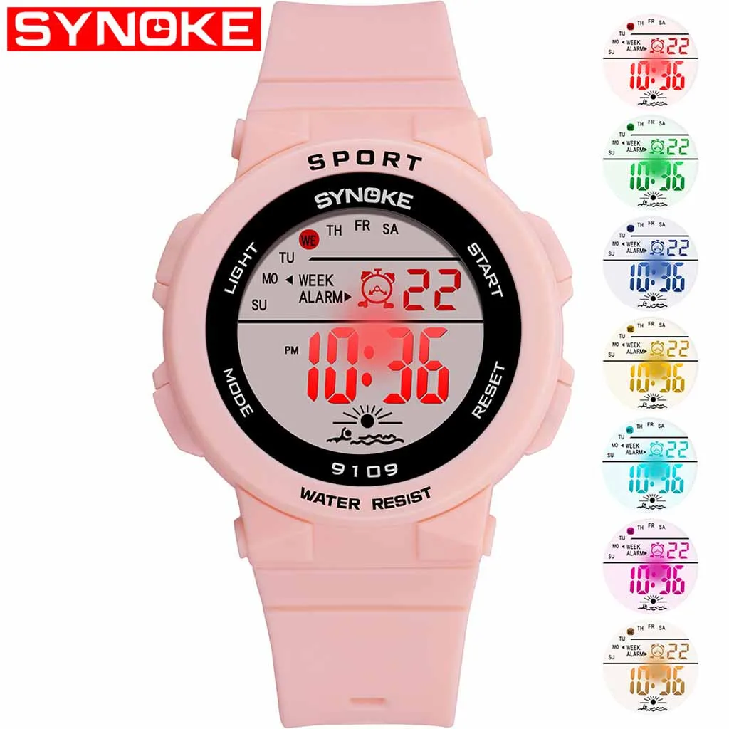 

New children's electronic watch student fashion colorful luminous multi-function cherry powder electronic watch 40*