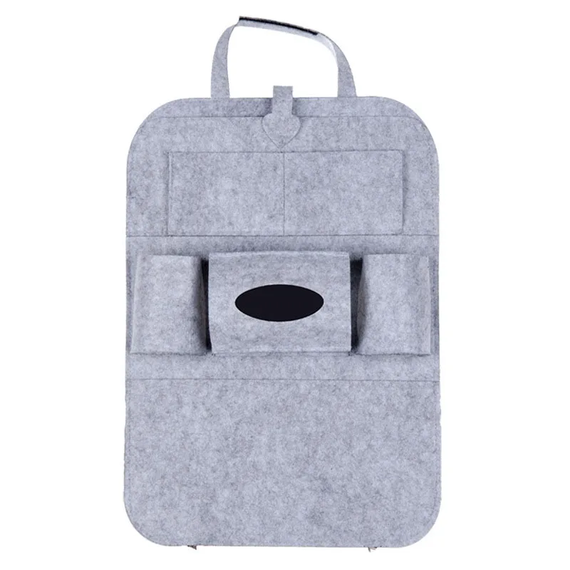 

1pc Universal Car Back Seat Storage Bag Organizer Trunk Elastic Felt Storage Bag 6 Pockets Organizer Hanging Car Accessories