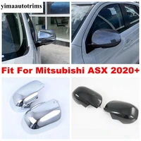 rearview mirror caps decoration cover trim abs chrome carbon fiber look exterior accessories fit for mitsubishi asx 2020 2021