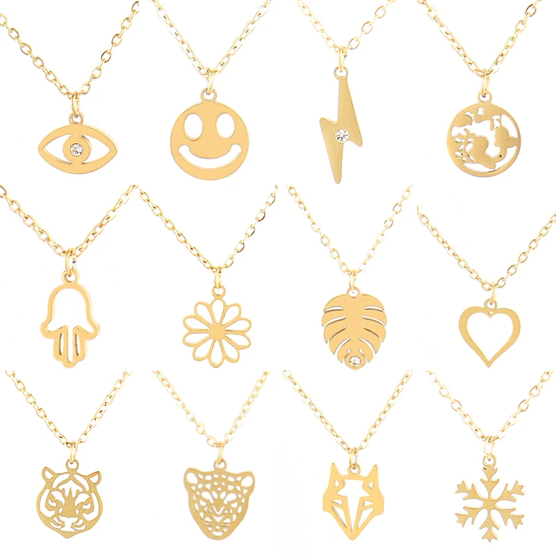 Модные ожерелья с подвесками со смайликом из нержавеющей стали для женщин