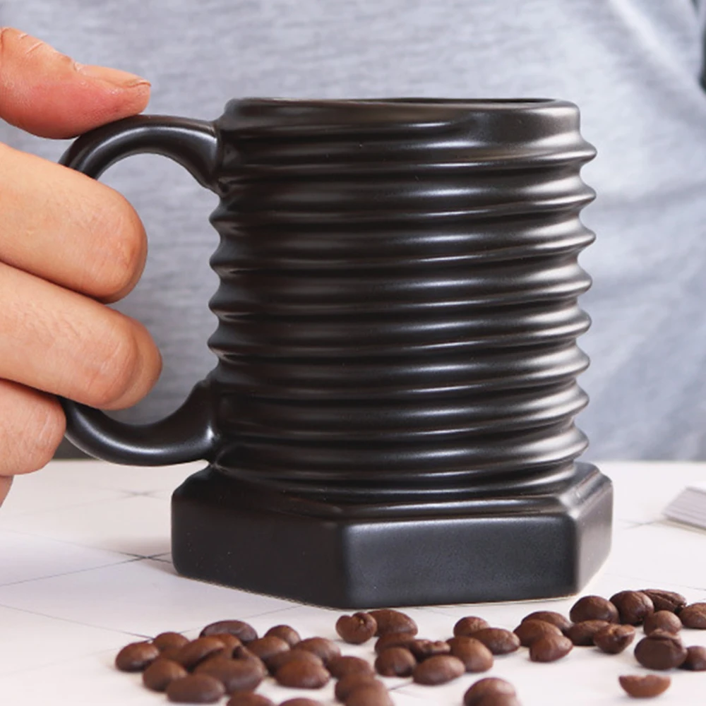 

Screw Shape Ceramic Coffee Mugs Porcelain Gift Mug Breakfast Milk Water Drinking Cup for Home Office Christmas Cup for Men Women