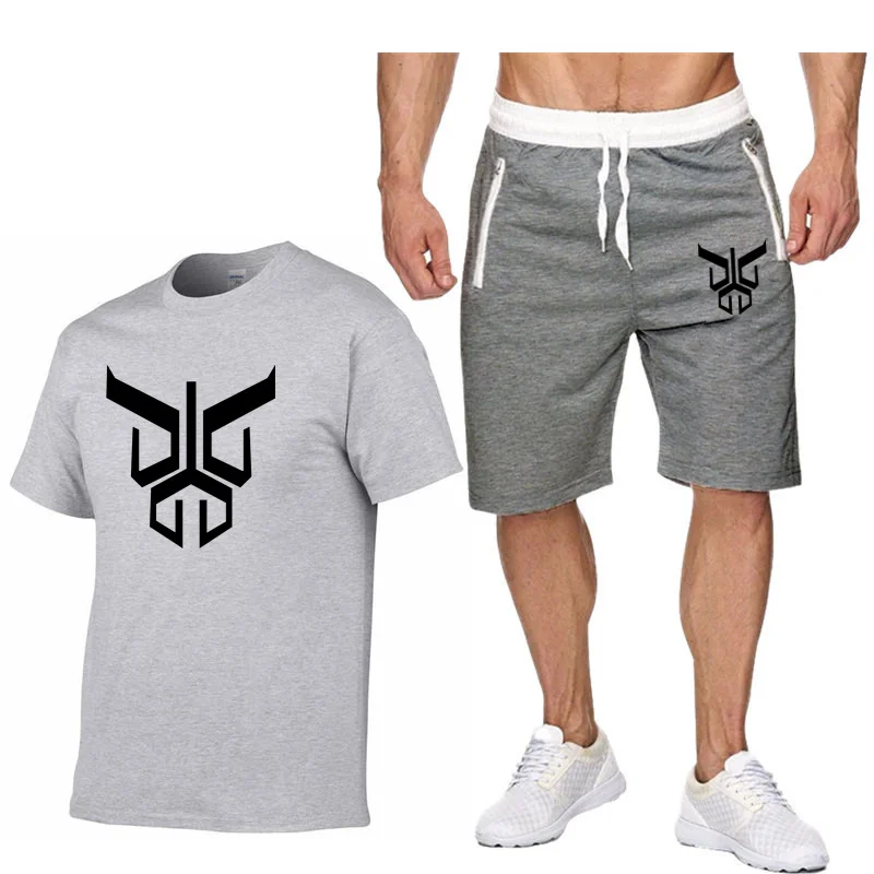 

2021 Brand Men's car Sweatshirt pants summer men's cotton T-shirt + shorts casual suit sportswear men's clothing
