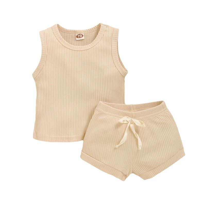 

Комплект из 2 предметов, однотонные хлопковые топы и шорты для новорожденных мальчиков и девочек, одежда с коротким рукавом, Set111