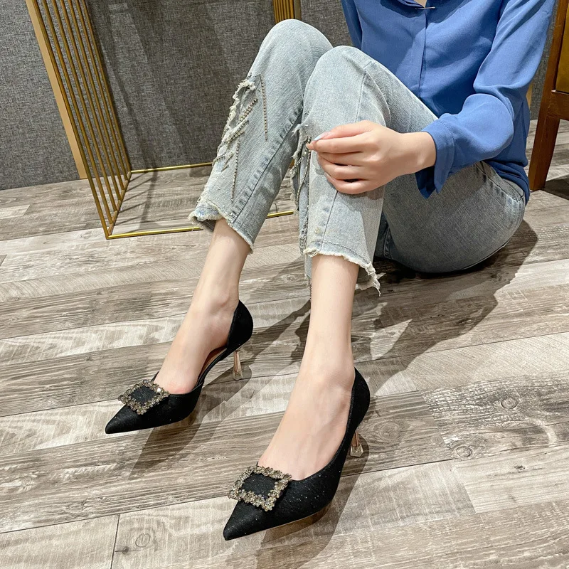 

Женские босоножки Стразы с перфорацией, летние туфли на шпильке, банкетные туфли для подружки невесты, женские сандалии на высоком каблуке, ...