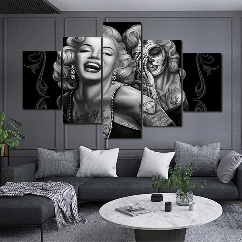 

5 Panel Marilyn Monroe Characters Wall Art Decoration Canvas Oil Paintings For Living Room Posters Bedroom Home Decor Pictures