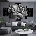 5 панелей, персонажи Мэрилин Монро, настенное художественное украшение, холст, Масляные картины для гостиной, плакаты, спальня, картины для домашнего декора