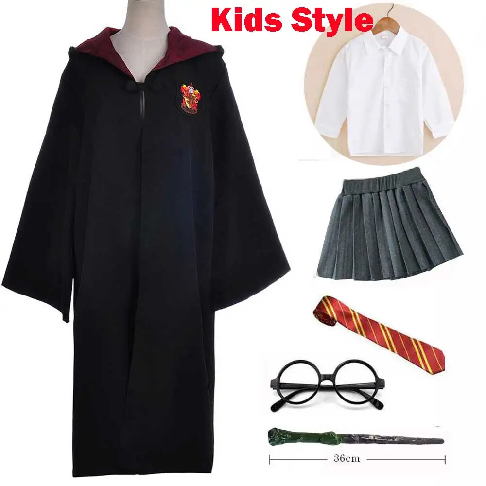 Kids Style 2 Gryffindor Hufflepuff Slytherin Ravenclaw костюм Гермионы Грейнджер Косплей халат юбка очки Униформа костюм для Хэллоуина - Цвет: Kids Style 2